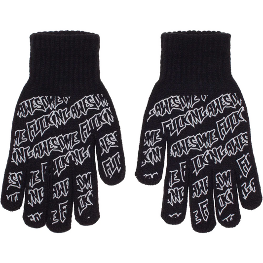Fucking Awesome Fucking Awesome Reflective FA Stamp Gloves | Black | The Vines