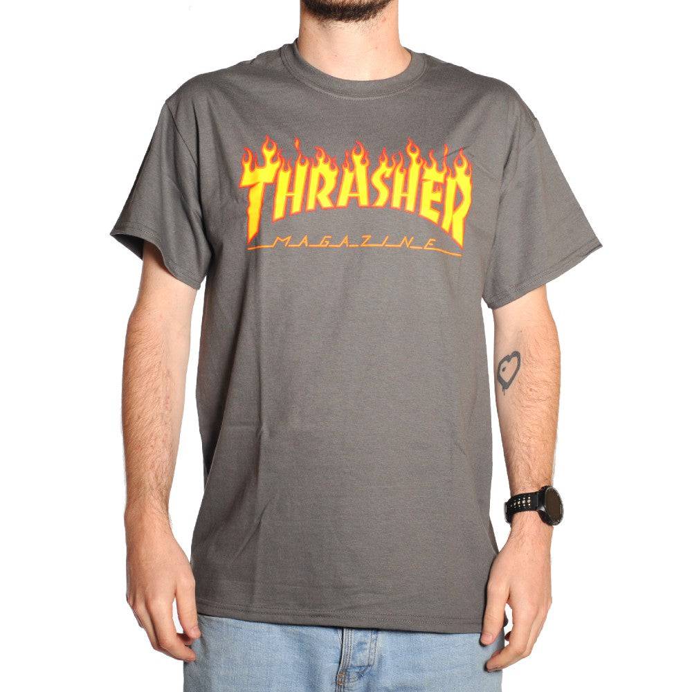 Thrasher Thrasher Flame T-Shirt | Charcoal Tees | The Vines